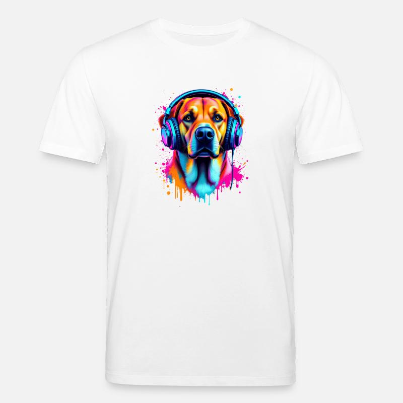 Labrador avec casque - T-shirt bio CREATOR Stanley/Stella Unisexe - blanc