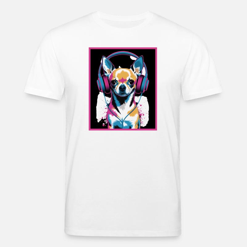 Chihuahua mit Kopfhörer - Stanley/Stella Unisex Bio-T-Shirt CREATOR  - Weiß