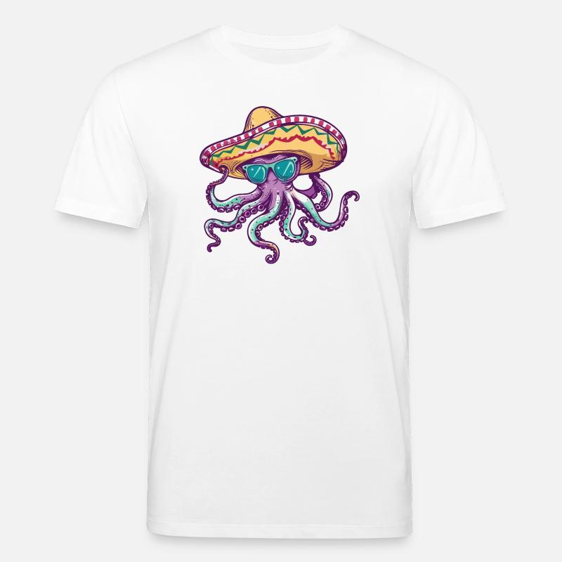 Oktopus Lustig Sombrero - Stanley/Stella Unisex Bio-T-Shirt CREATOR  - Weiß