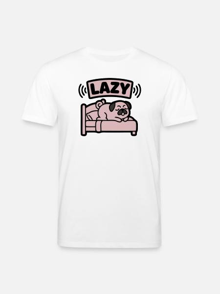 Lazy Pug Dog Bed Introvert - Stanley/Stella CREATOR Unisex Organic T-Shirt - white