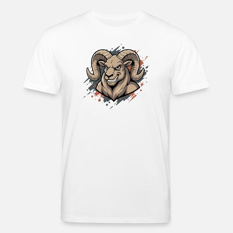 Aggressiver Ram-Maskot - Stanley/Stella Unisex Bio-T-Shirt CREATOR - Weiß