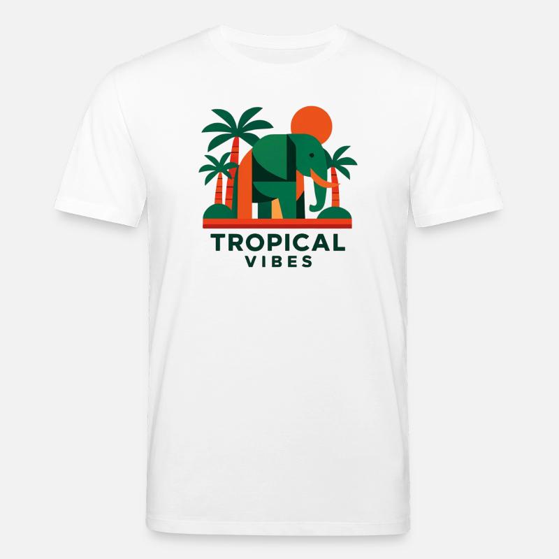 Éléphant tropical - T-shirt bio CREATOR Stanley/Stella Unisexe - blanc