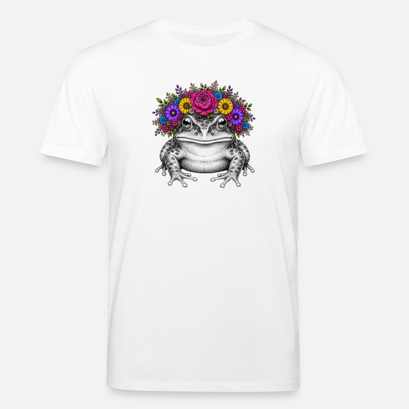 Frosch mit Blütenkrone - Stanley/Stella Unisex Bio-T-Shirt CREATOR  - Weiß