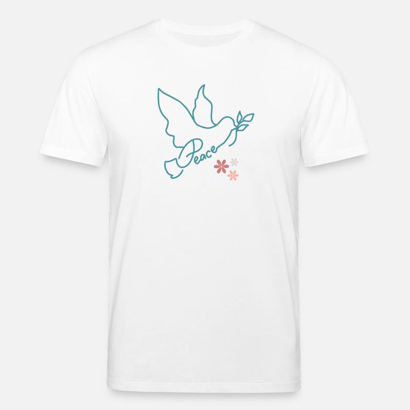 Colombe de paix avec des fleurs - T-shirt bio CREATOR Stanley/Stella Unisexe - blanc