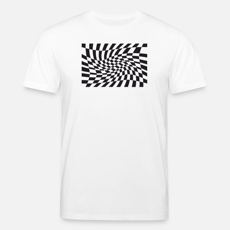 Warped Checker Optical Spiral - Stanley/Stella CREATOR Unisex Organic T-Shirt - white