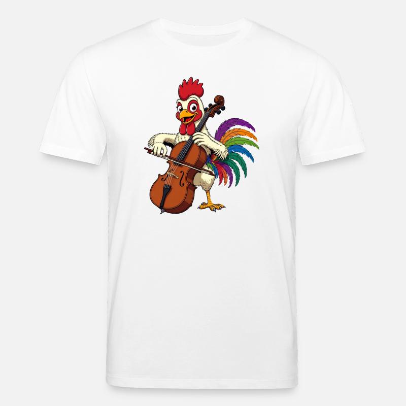 Coq avec violoncelle - T-shirt bio CREATOR Stanley/Stella Unisexe - blanc