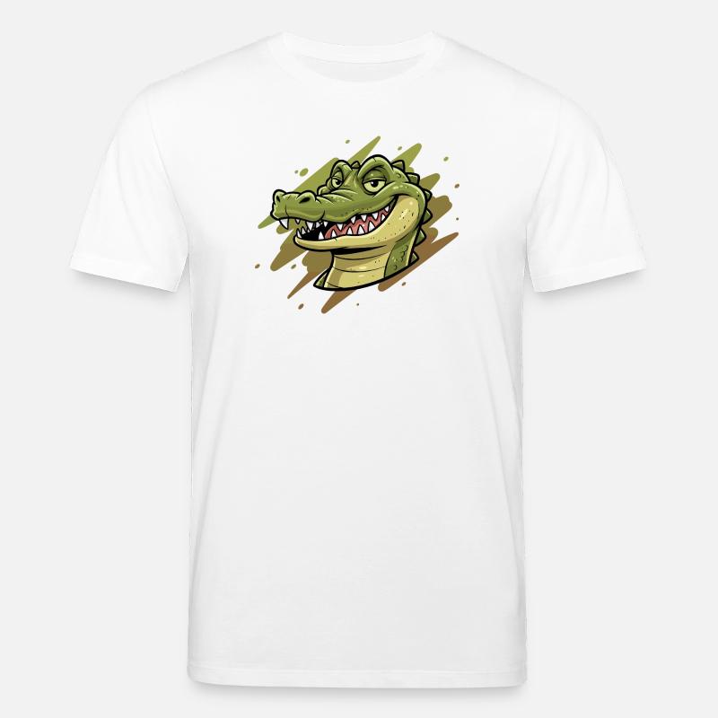 Krokodil Karikatur Kopf - Stanley/Stella Unisex Bio-T-Shirt CREATOR  - Weiß