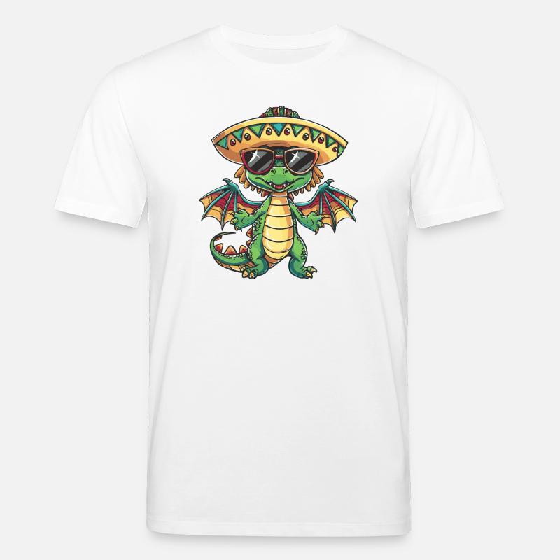 Drache Lustig Sombrero - Stanley/Stella Unisex Bio-T-Shirt CREATOR  - Weiß