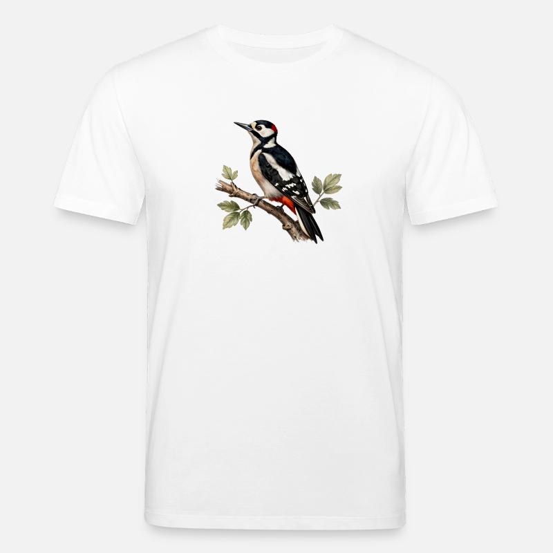 Pic épeiche sur branche - T-shirt bio CREATOR Stanley/Stella Unisexe - blanc