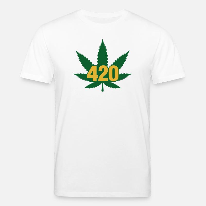 Emblème de feuille de cannabis 420 - T-shirt bio CREATOR Stanley/Stella Unisexe - blanc