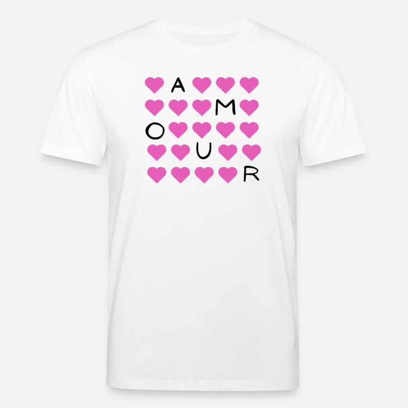 Pink Heart Grid Pattern - Stanley/Stella CREATOR Unisex Organic T-Shirt - white