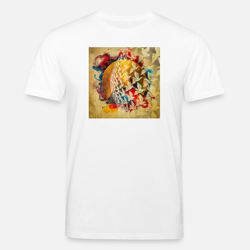 Bunter Vogelkreisflug - Stanley/Stella Unisex Bio-T-Shirt CREATOR - Weiß