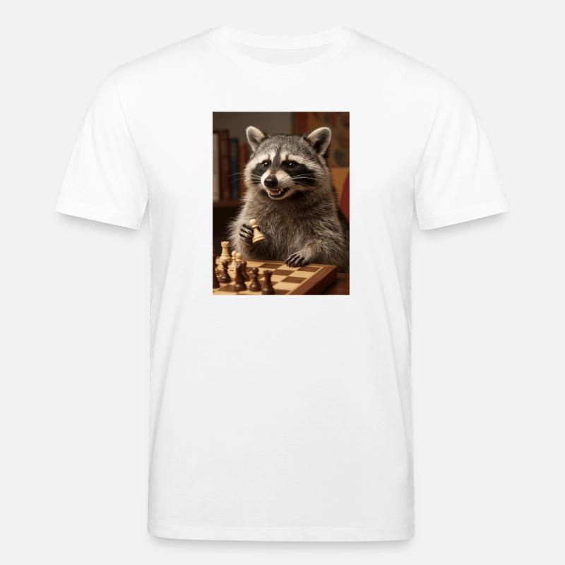 Waschbär spielt Schach - Stanley/Stella Unisex Bio-T-Shirt CREATOR  - Weiß
