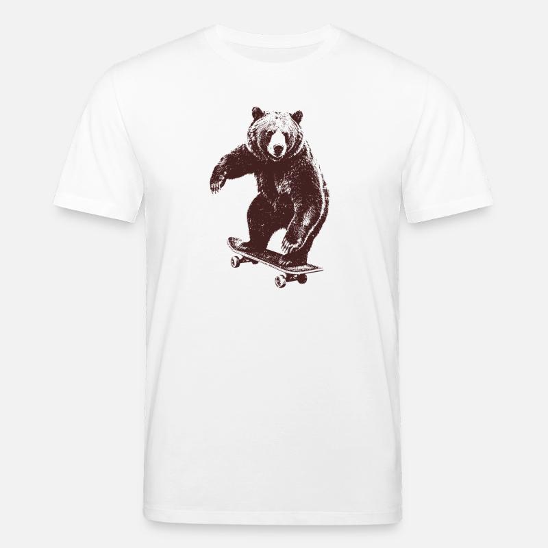 Skating Bear - Stanley/Stella CREATOR Unisex Organic T-Shirt - white