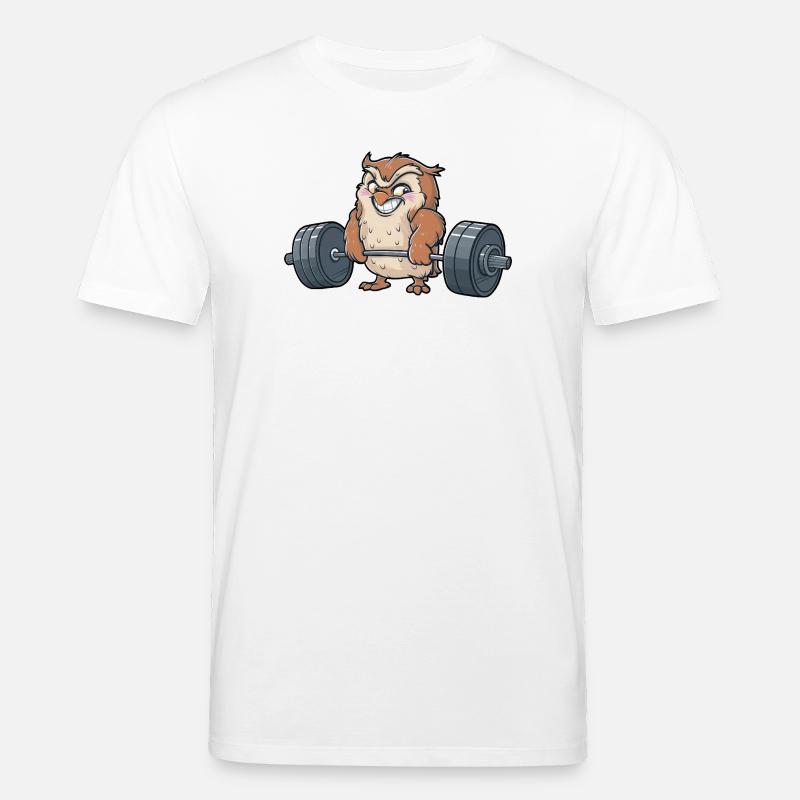 Eule Gewichtheben starker Gewichtheber - Stanley/Stella Unisex Bio-T-Shirt CREATOR - Weiß