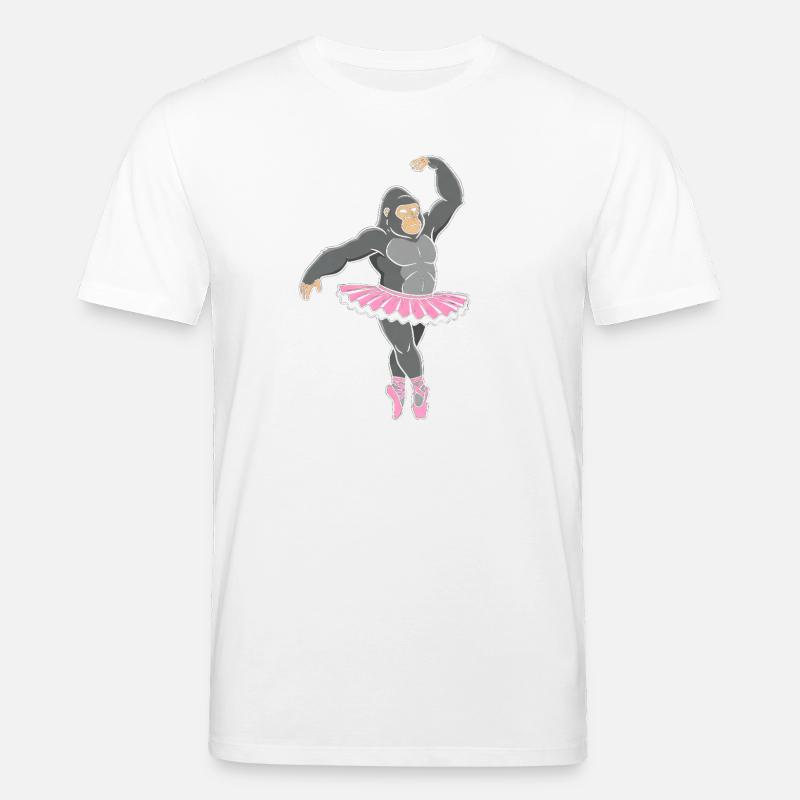 Gorille en tutu rose dansant - T-shirt bio CREATOR Stanley/Stella Unisexe - blanc