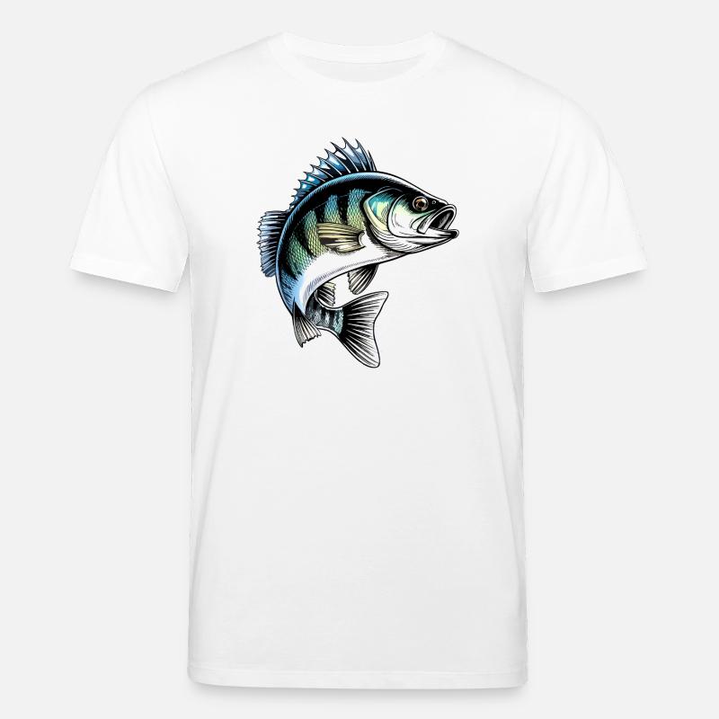 Springender Barsch Dynamische Fischillustration - Stanley/Stella Unisex Bio-T-Shirt CREATOR - Weiß