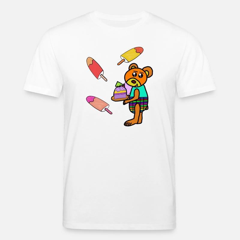 Teddy Kuchen Eis-Motiv Bär Kinder - Stanley/Stella CREATOR Unisex Organic T-Shirt - white