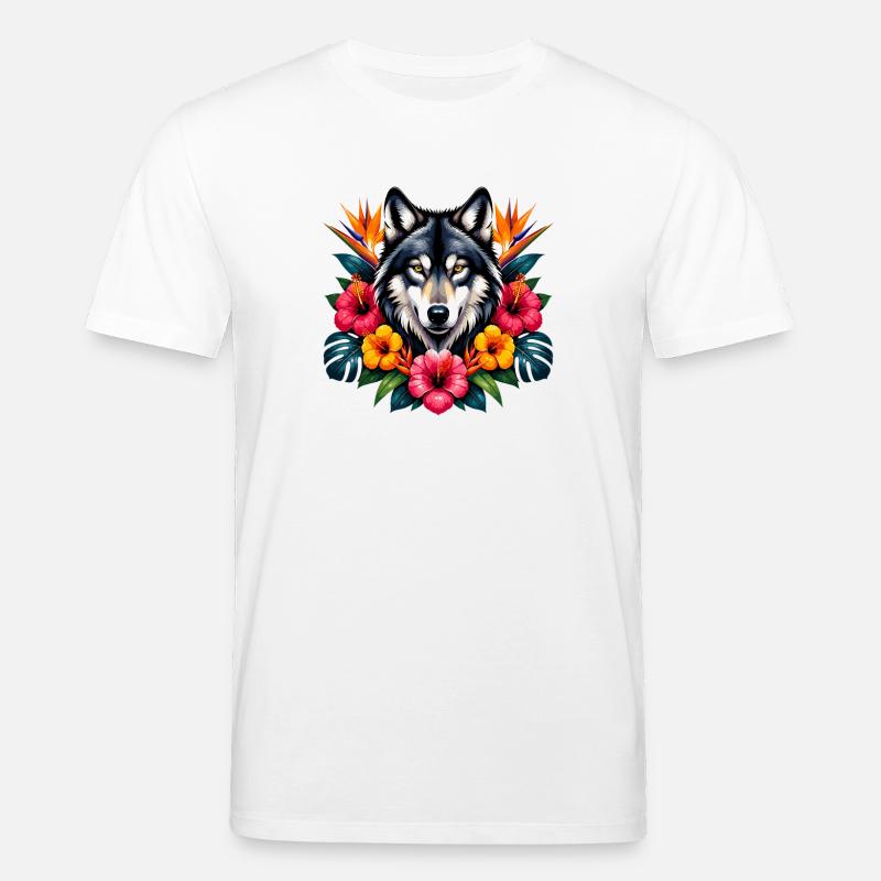 Wolfskopf Tropenblüten - Stanley/Stella Unisex Bio-T-Shirt CREATOR  - Weiß