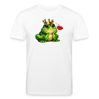 Kronfrosch-Kuss-Design - Stanley/Stella Unisex Bio-T-Shirt CREATOR  - Weiß - Vorne - Alina (178cm) & Michal (187cm)