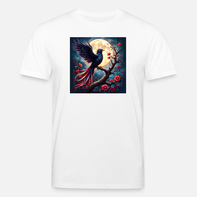 Blauer Phönix unter Vollmond - Stanley/Stella Unisex Bio-T-Shirt CREATOR  - Weiß