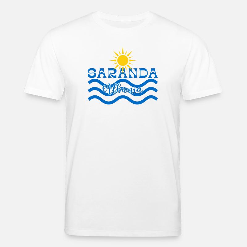 Saranda Albania Sun Waves - T-shirt bio CREATOR Stanley/Stella Unisexe - blanc