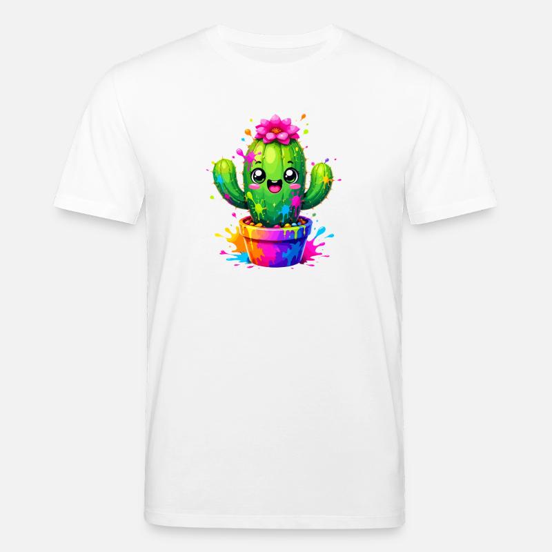 Cactus Joyeuses Fleurs Éclaboussurées - T-shirt bio CREATOR Stanley/Stella Unisexe - blanc
