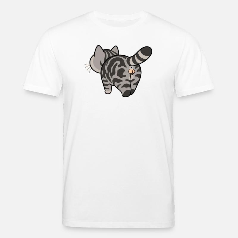Grau getigerte Cartoonkatze - Stanley/Stella Unisex Bio-T-Shirt CREATOR  - Weiß