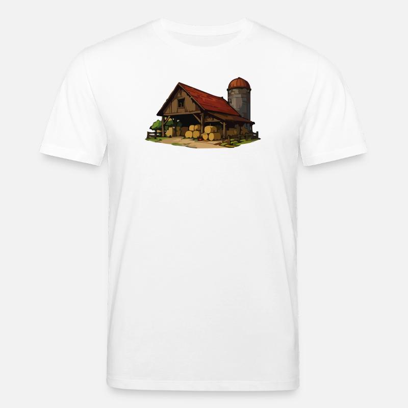 Rustikale Scheune mit Heuballen - Stanley/Stella Unisex Bio-T-Shirt CREATOR - Weiß