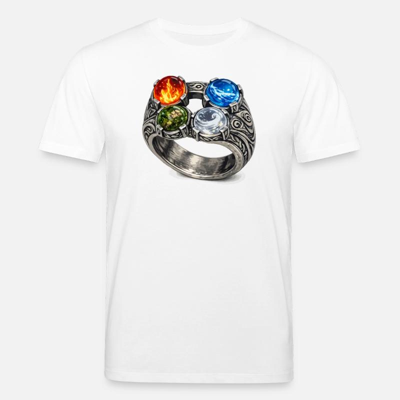 Vier-Elemente-Ring mit Edelsteinen - Stanley/Stella Unisex Bio-T-Shirt CREATOR  - Weiß