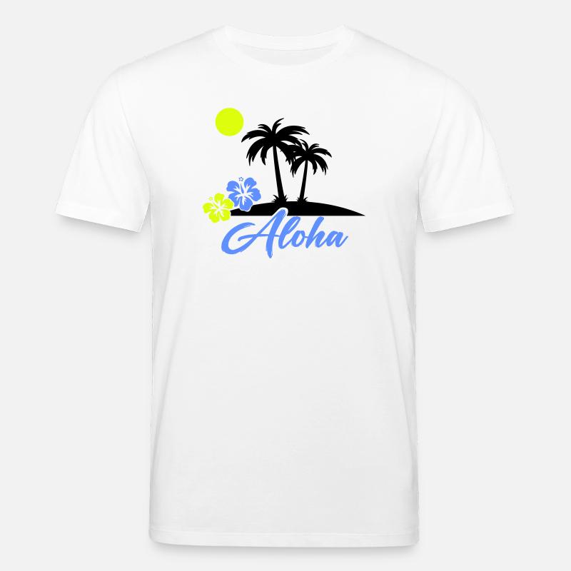 Aloha Hibiskus Neon Script - Stanley/Stella Unisex Bio-T-Shirt CREATOR - Weiß