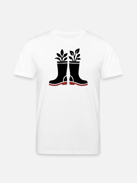 Rubber Boots Plants Icon - Stanley/Stella CREATOR Unisex Organic T-Shirt - white