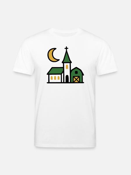 Village Church Moon Artwork - Stanley/Stella CREATOR Unisex Organic T-Shirt - white