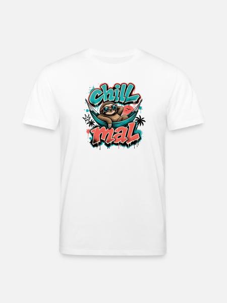 Chill Times Cool Sloth Graffiti Design - Stanley/Stella CREATOR Unisex Organic T-Shirt - white