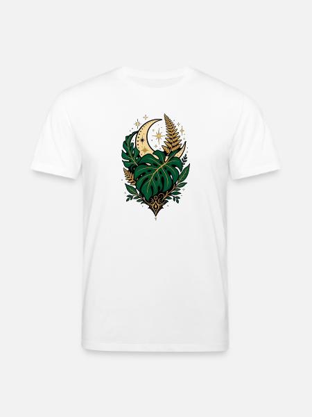 Monstera Moon – Mystisches Botanical Design - Stanley/Stella Unisex Bio-T-Shirt CREATOR - Weiß