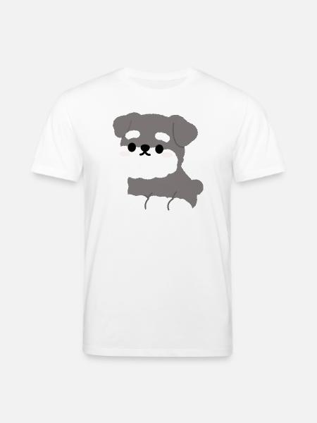 Grey Fluffy Schnauzer Pup Charm - Stanley/Stella CREATOR Unisex Organic T-Shirt - white
