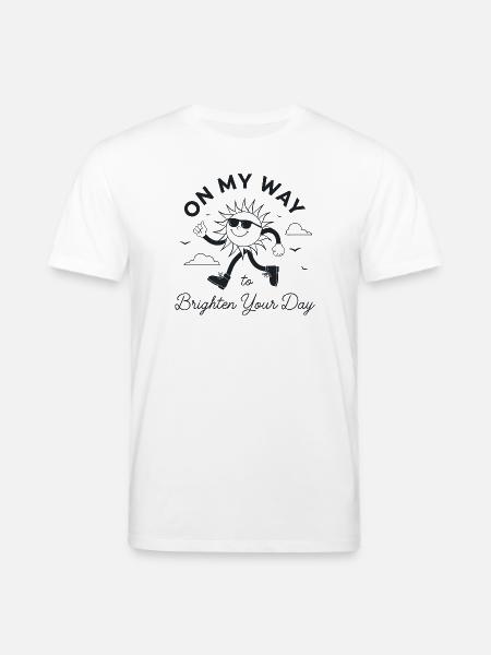Retro Sun: On My Way to Brighten Your Day - Stanley/Stella CREATOR Unisex Organic T-Shirt - white