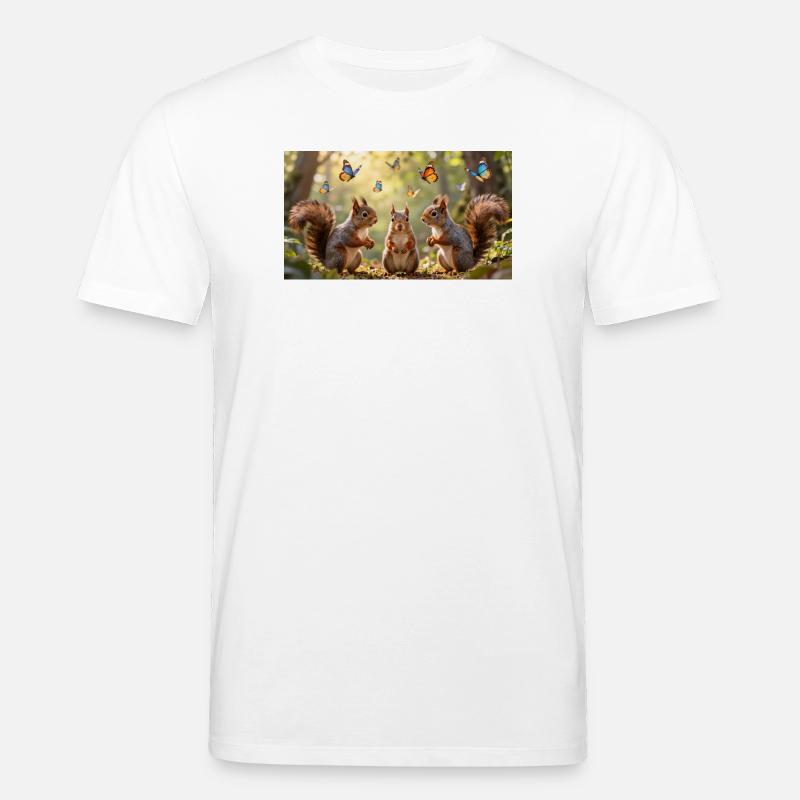 Eichhörnchen Trio und Schmetterlingstanz - Stanley/Stella Unisex Bio-T-Shirt CREATOR  - Weiß