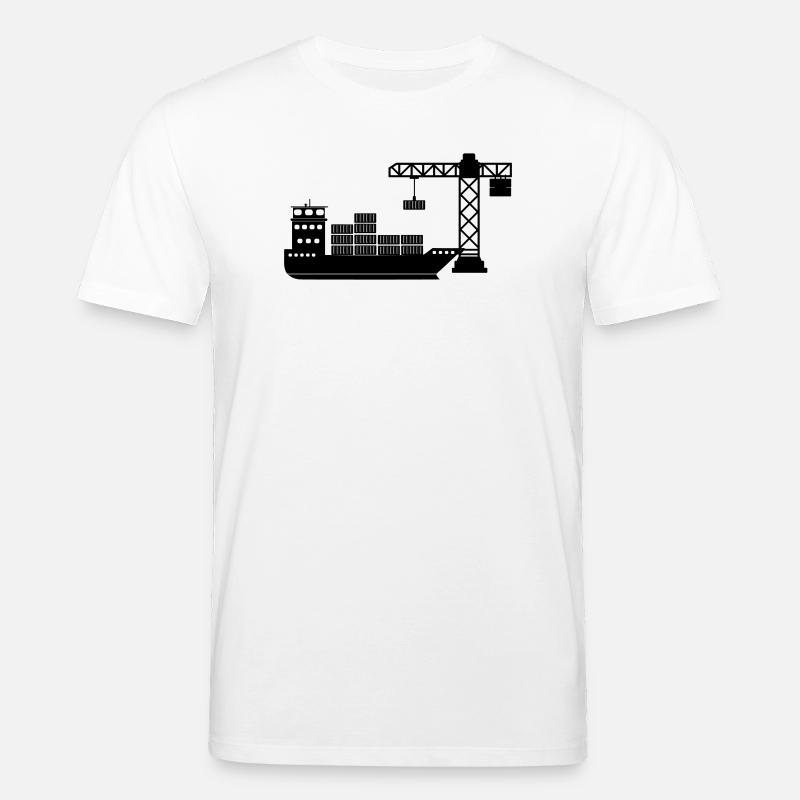 Seecontainerboot mit Kranentladung - Stanley/Stella Unisex Bio-T-Shirt CREATOR  - Weiß