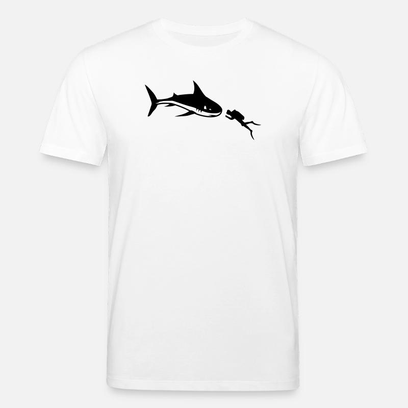 Un requin et un plongeur - T-shirt bio CREATOR Stanley/Stella Unisexe - blanc