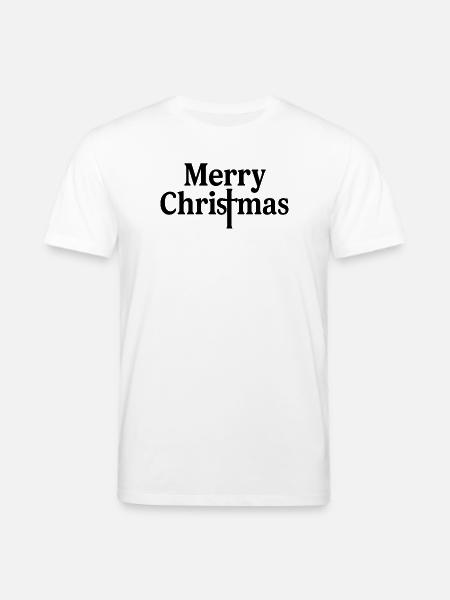 Merry Christmas Lettering Typo - Stanley/Stella CREATOR Unisex Organic T-Shirt - white