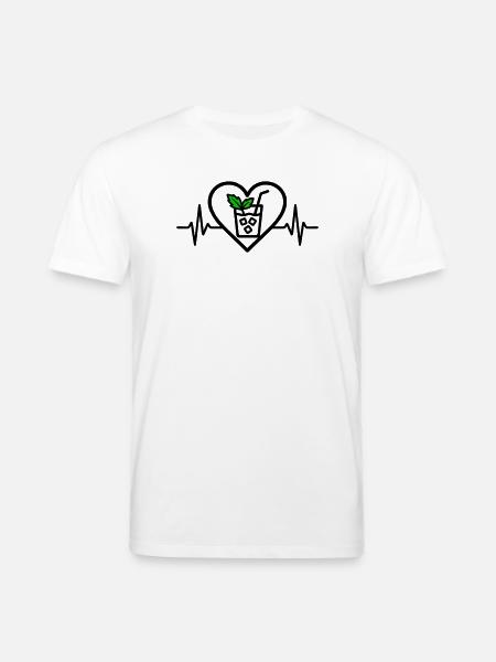 Mojito Heart Cocktail Mint Glass Summer - Stanley/Stella CREATOR Unisex Organic T-Shirt - white