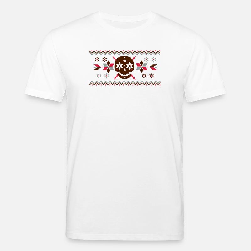 Skull Muster im Norweger Stil - Stanley/Stella Unisex Bio-T-Shirt CREATOR  - Weiß