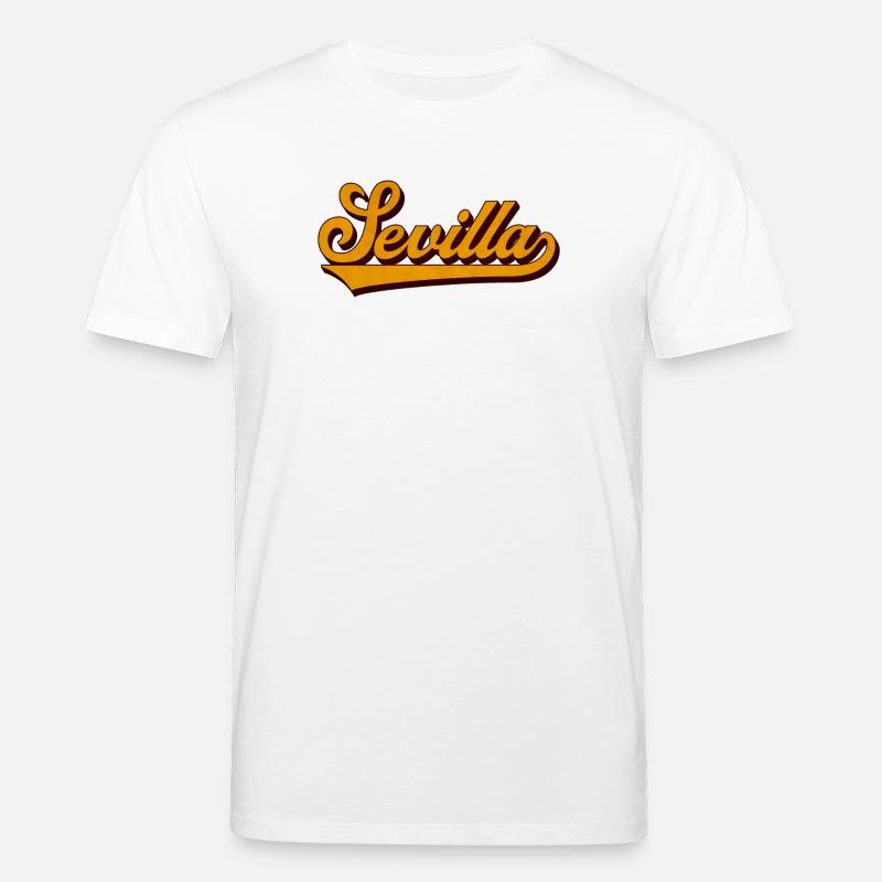 Sevilla Retro Script Gelb - Stanley/Stella Unisex Bio-T-Shirt CREATOR  - Weiß