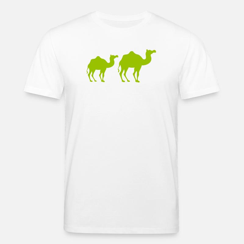 Kamel-Silhouette Duo Neon-Grün - Stanley/Stella Unisex Bio-T-Shirt CREATOR  - Weiß