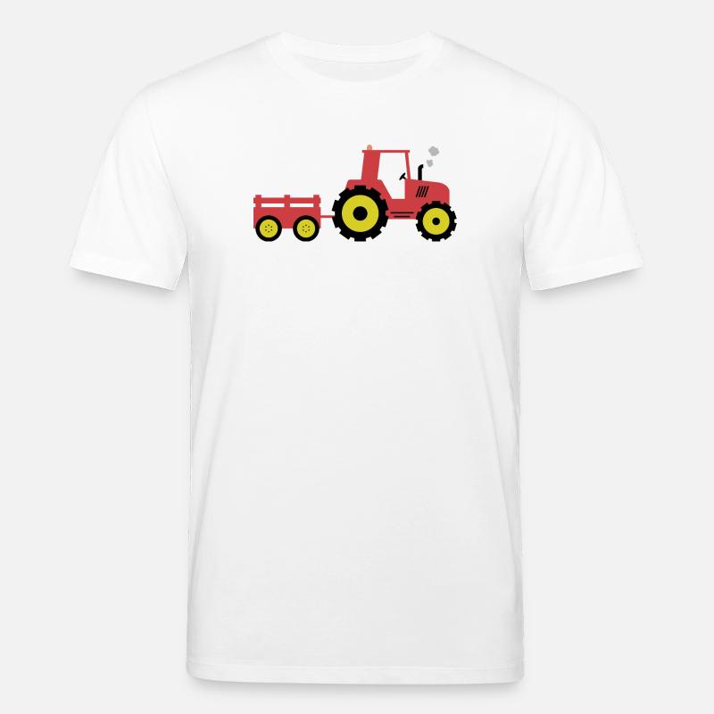 Roter Traktor & Anhänger - Stanley/Stella Unisex Bio-T-Shirt CREATOR  - Weiß