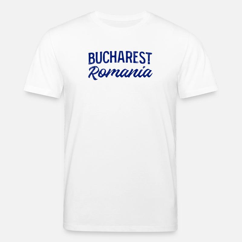 Bucarest, Roumanie, Lettrage à la main - T-shirt bio CREATOR Stanley/Stella Unisexe - blanc