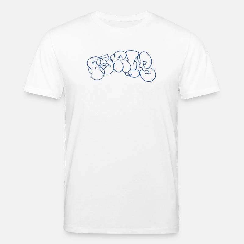 Blauer Graffiti Schriftzug im Paris Style - Stanley/Stella Unisex Bio-T-Shirt CREATOR - Weiß