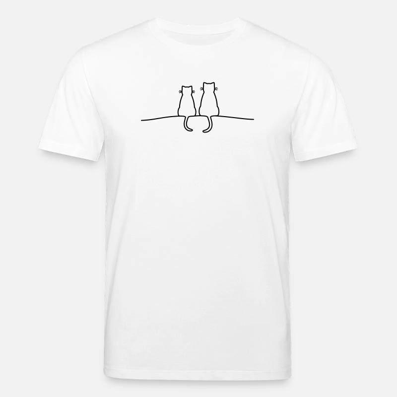 Katzen Silhouette Pärchen Geschenkidee - Stanley/Stella Unisex Bio-T-Shirt CREATOR  - Weiß