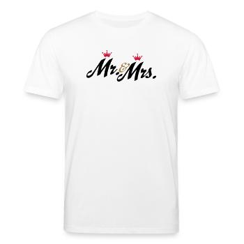 Lustige Geschenke zur Hochzeit, Mr and Mrs - Stanley/Stella Unisex Bio-T-Shirt CREATOR  - Weiß - Vorne - Alina (178cm) & Michal (187cm)